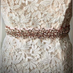 Crystal organza belt for wedding or evening gown, rose gold color. NWT.